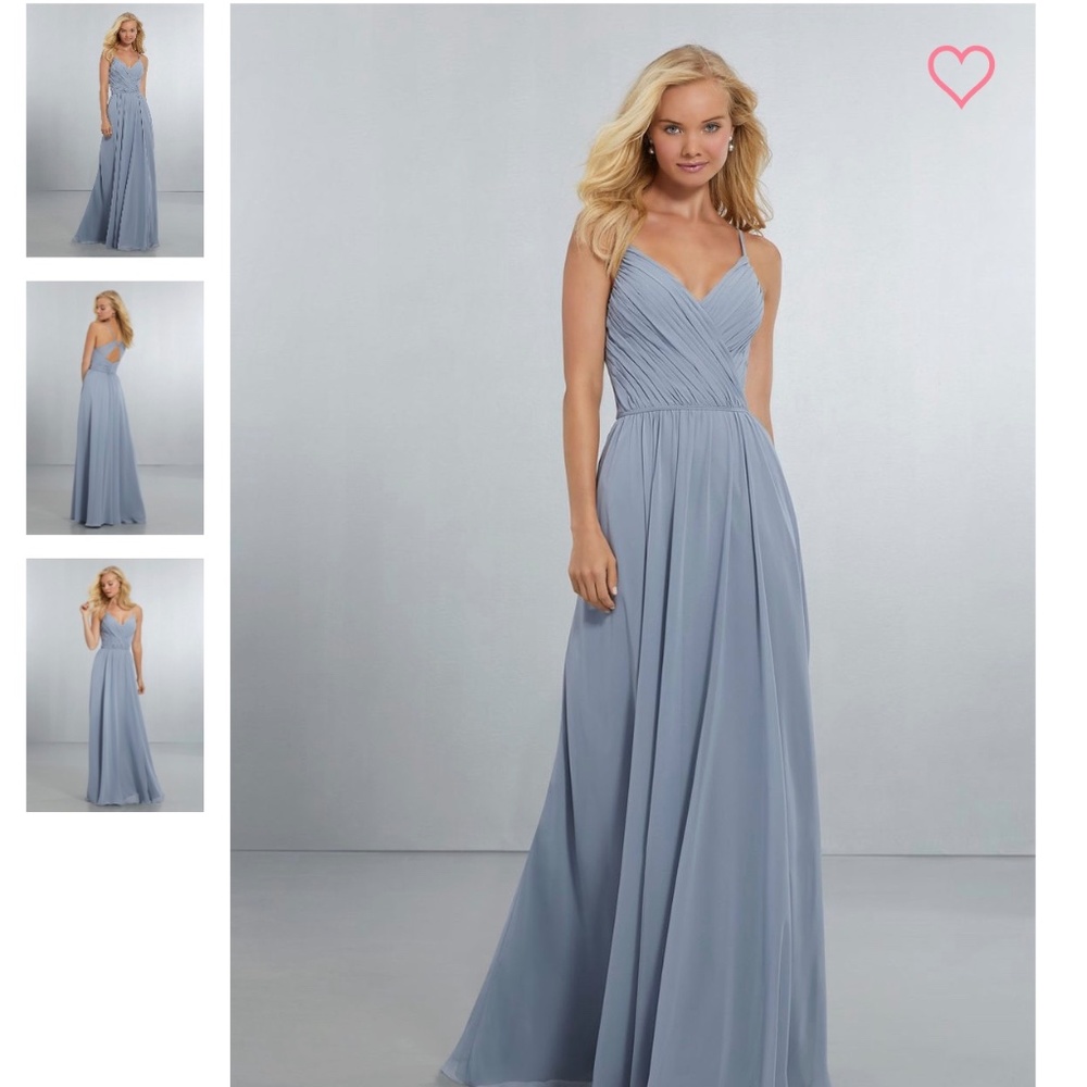 Mori Lee Floor Length Slate Blue Dress